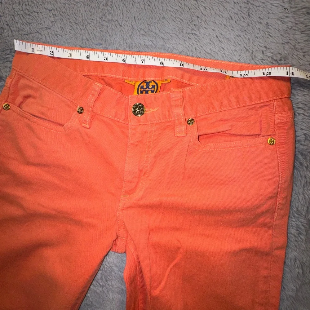 Tory Burch Pants Cropped Skinny Jeans Orange Mid Rise Womens 26 Old Money Luxury
